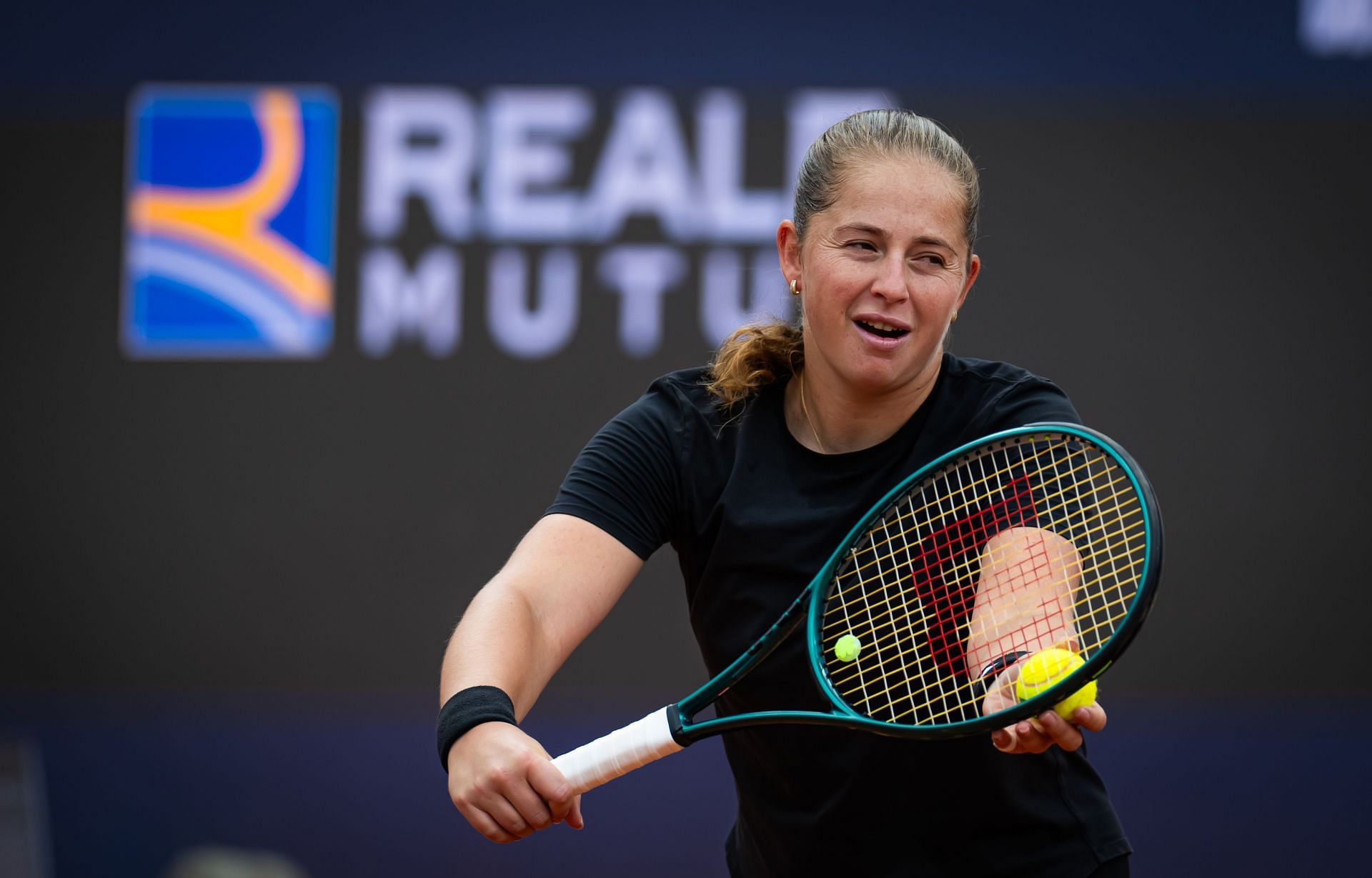 Ostapenko practices in the Internazionali BNL D'Italia 2025 - Day One - Source: Getty